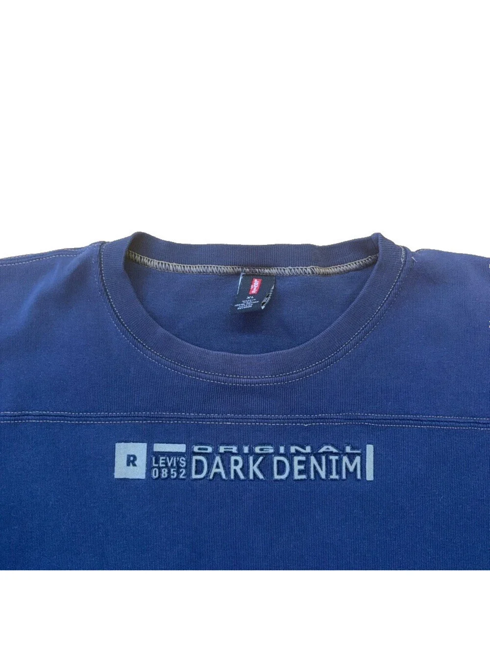 Levis Original Dark Denim 90s Long Sleeve Shirt Mens XL Navy Made in USA